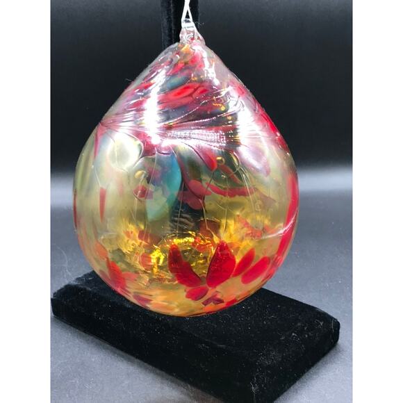 Hand Blown Glass Tear Drop Large Christmas Ornament Outdoor Orb 4.5" Diameter - Picture 2 of 8